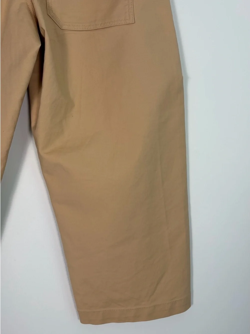 Anthropologie Maeve High Rise Curved Cropped Barrel Leg Chino Pants in Khaki - Picture 8 of 11